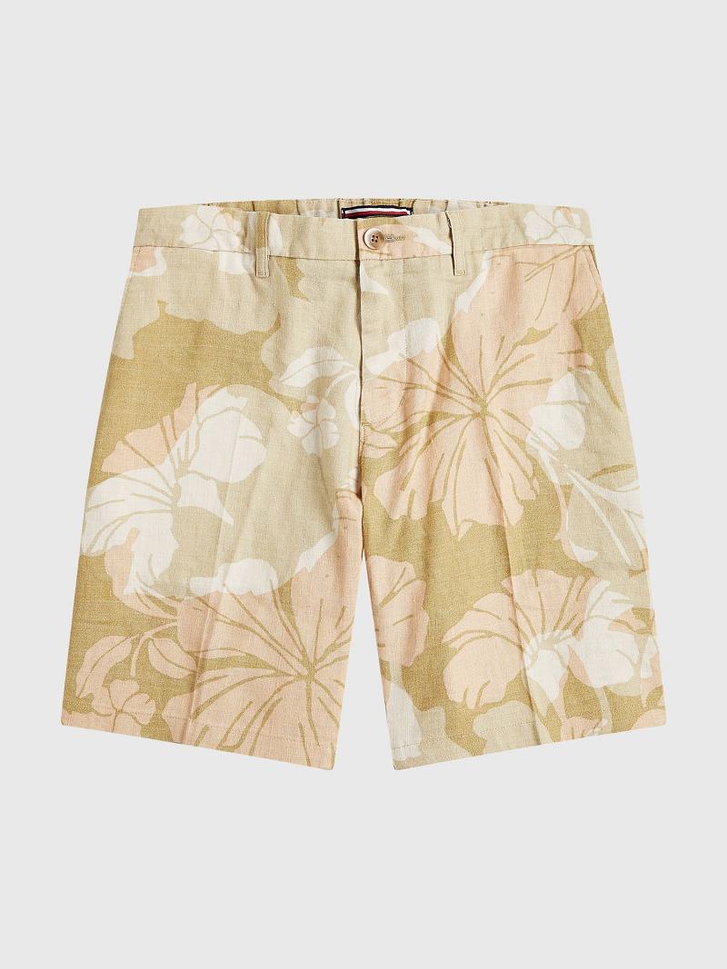 Férfi Tommy Hilfiger Linen floral print Rövidnadrág Bézs Színes | HU 995YXF